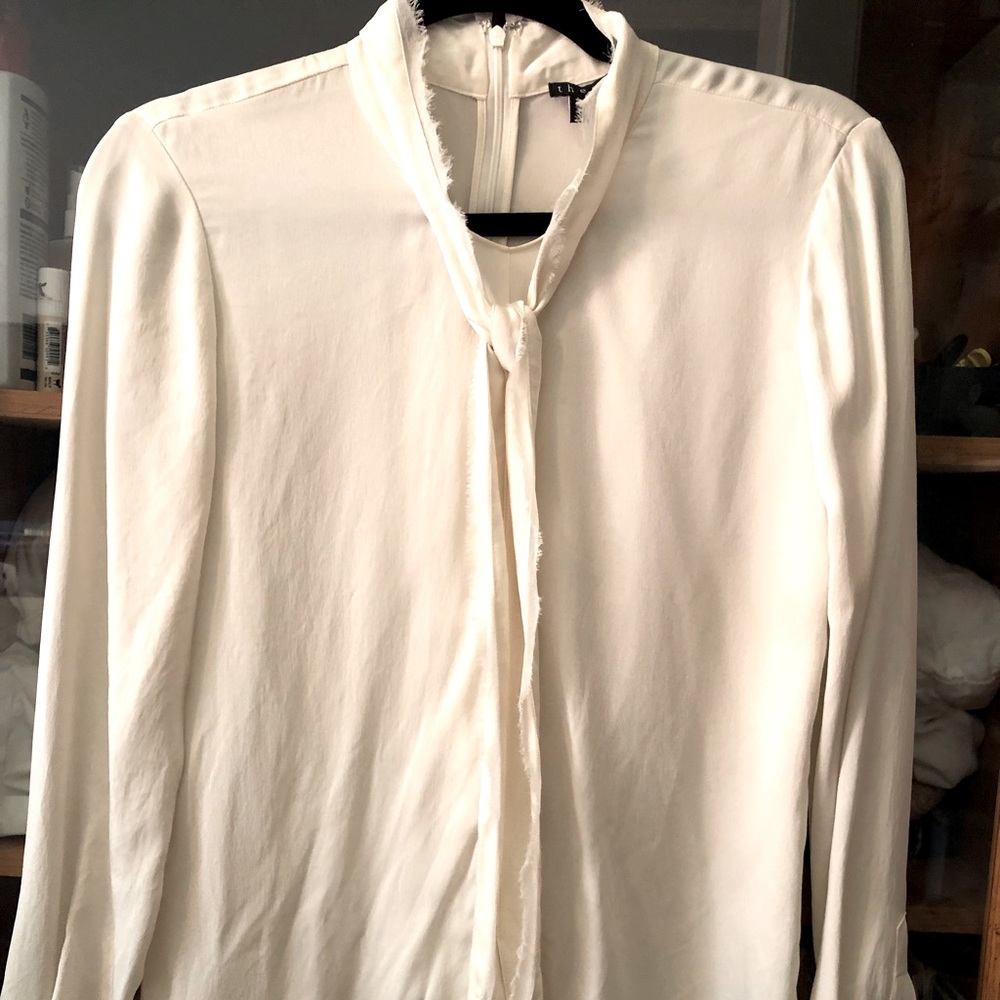 Theory Raashida Cream Silk Blouse S